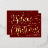 Croyez en la magie or élégante carte de noël (Recto/Verso)