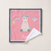 Croyez en Unicorns Bleu et Rose fille Motif enfant (Gant de toilette)