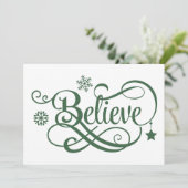 Croyez la carte de Noël Green Snowflakes Stars (Debout devant)