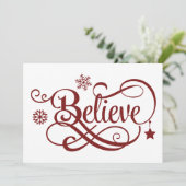 Croyez la carte de Noël Red Snowflakes Stars (Debout devant)