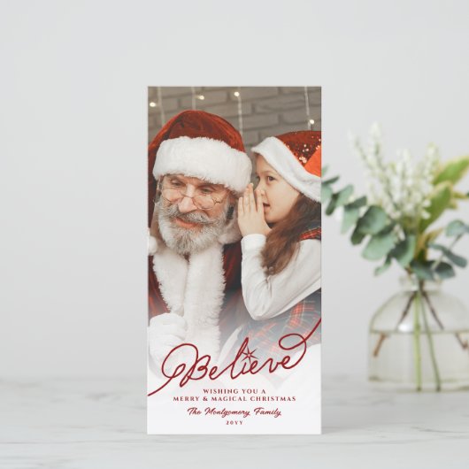 Croyez le carte photo élégant de vacances de Noël (Debout devant)