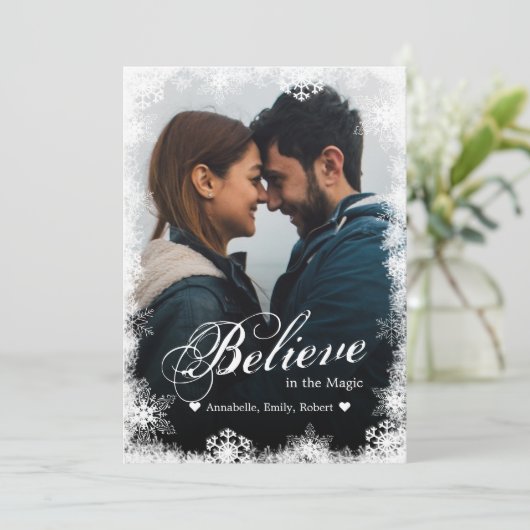 Croyez les cartes de Noël Moderne Snowy Photo (Debout devant)