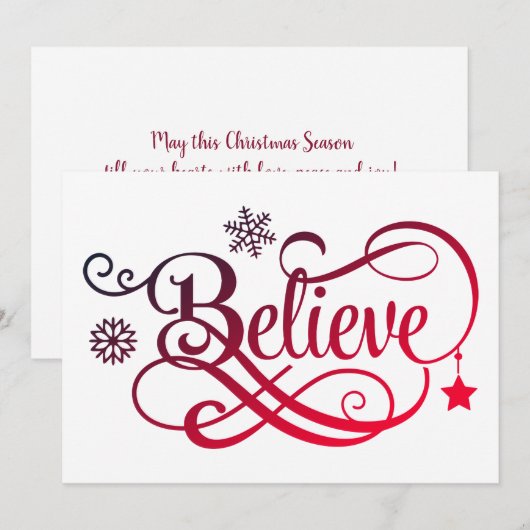 Croyez Red Snowflake Star Carte de Noël (Devant / Derrière)