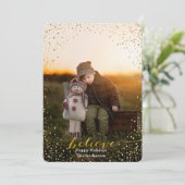 Croyez Sparkling Faux Foil Script | Carte pour les (Debout devant)