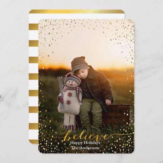 Croyez Sparkling Faux Foil Script | Carte pour les (Devant / Derrière)