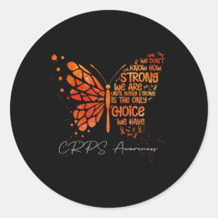 Crps Butterfly Oranje Ribbon Crps Awareness Ronde Sticker