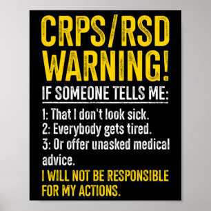 CRPS RSD Waarschuwing CRPS Bewustzijn Overlevende  Poster