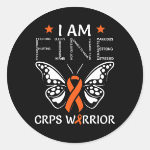 CRPS Warrior Ik Ben Fijn Oranje Lint Vlinder RSD Ronde Sticker