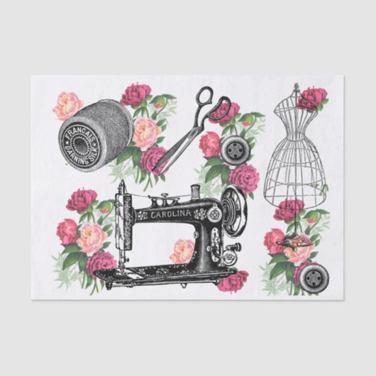 Cru cousant le papier de soie de soie rose de (Recto)