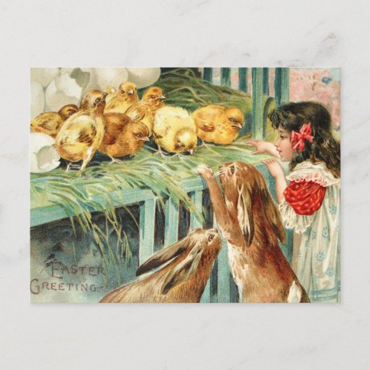 Cru de carte postale de scène de Pâques de lapins (Devant)