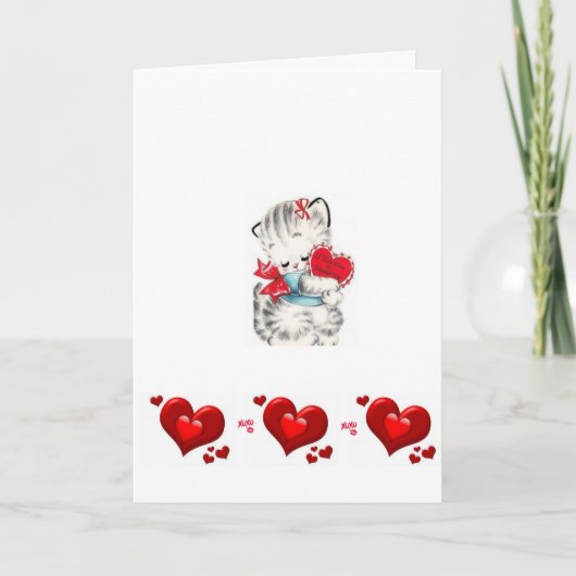 Cru de chaton de carte de voeux de Saint-Valentin (Devant)