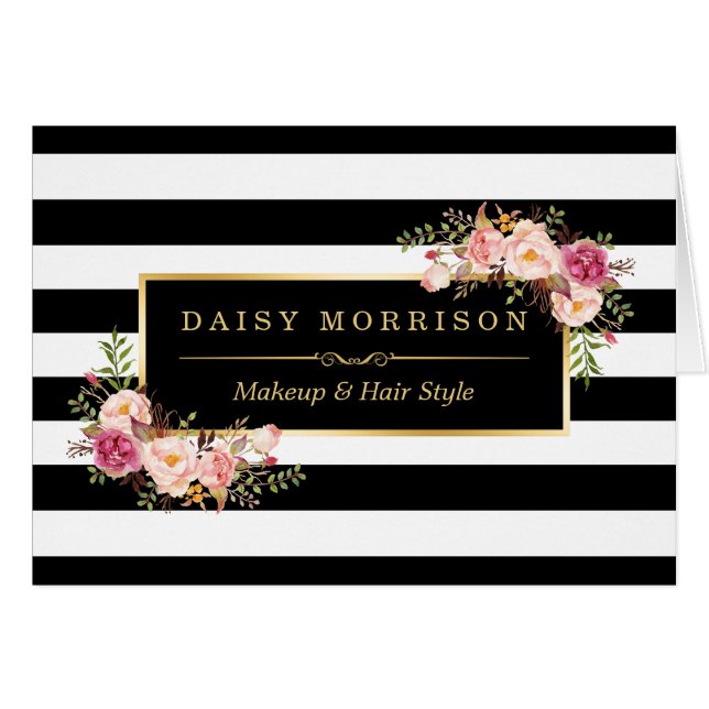 Cru d'or de salon de beauté de maquilleur floral (Devant Horizontal)