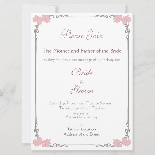 Cru - faire-part de mariage de Nouveau d'art (Devant)