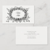 Cru floral de blanc de noir de cartes de visite de (Devant / Derrière)