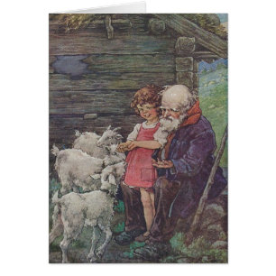 Cru - Heidi et grand-père avec les moutons,