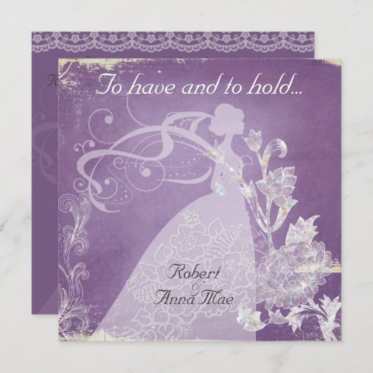 Cru pourpre à avoir et invitation de mariage de (Devant / Derrière)