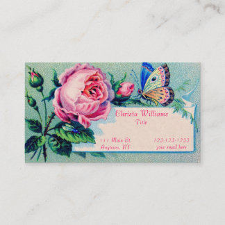 Cru rose et carte de visite de papillon