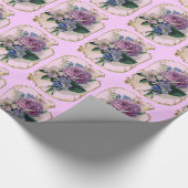Cru rose et papier d'emballage cadeau de fleurs (Coin)