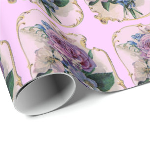 Cru rose et papier d'emballage cadeau de fleurs