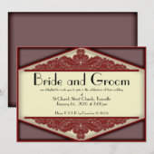 Cru rose sombre, invitation 5,5 x 7,5 l'épousant (Devant / Derrière)