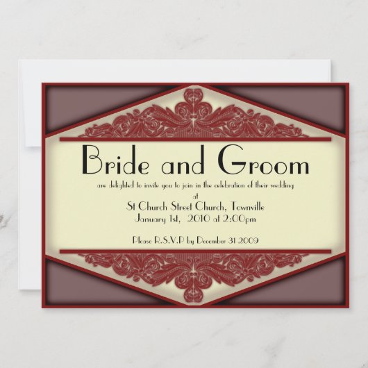 Cru rose sombre, invitation 5,5 x 7,5 l'épousant (Devant)
