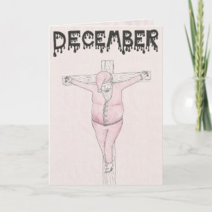 Crucified santa claus kerstkaart feestdagen kaart