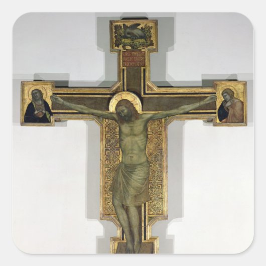 Crucifix 2 vierkante sticker (Voorkant)