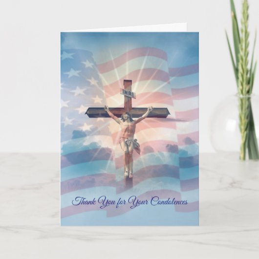Crucifix American Flag Condolence Merci (Devant)