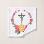 Crucifix et Fleurs (Gant de toilette)