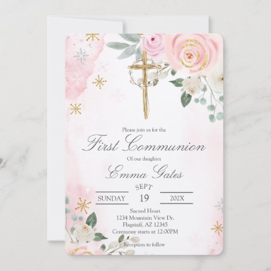 Crucifix first communion Invitation (Devant)