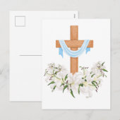 Crucifix met gelilies feestdagenkaart (Voorkant / Achterkant)