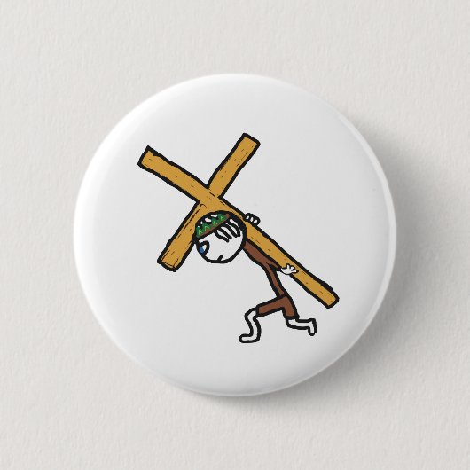 Crucifix Ronde Button 5,7 Cm (Voorkant)