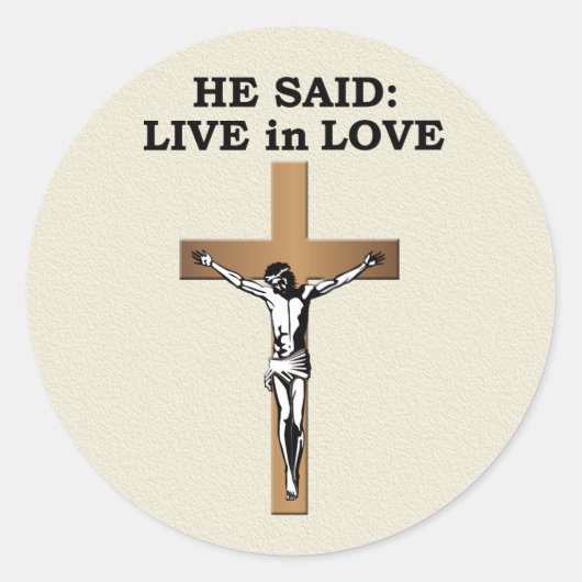 Crucifix Ronde Sticker (Voorkant)