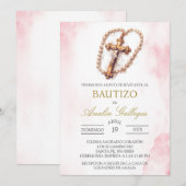 Crucifix Spaanse doop uitnodiging (Voorkant / Achterkant)