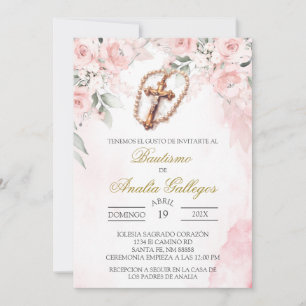 Crucifix Spaanse doop uitnodiging