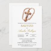 Crucifix Spaanse doop uitnodiging (Voorkant / Achterkant)