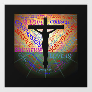 Crucifix/Wordvenster Cling Raamsticker