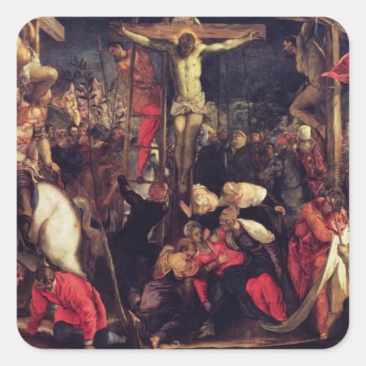 Crucifixatie 2 vierkante sticker (Voorkant)