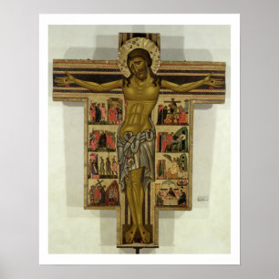 Crucifixatie met verhalen van de Passie, School of Poster
