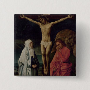 Crucifixatie (paneel) 2 vierkante button 5,1 cm