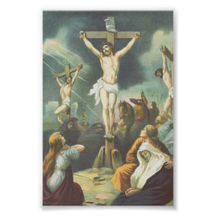 Crucifixatie van Jezus Christus Foto Afdruk