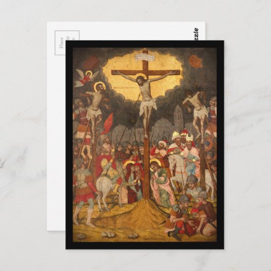 Crucifixationscène 1711 briefkaart (Voorkant / Achterkant)