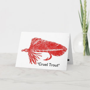 "Cruel Trout" Red Mutuka Wenskaart Kaart