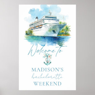 Cruise Bachelorette Party Custom Waterverf Boat Poster