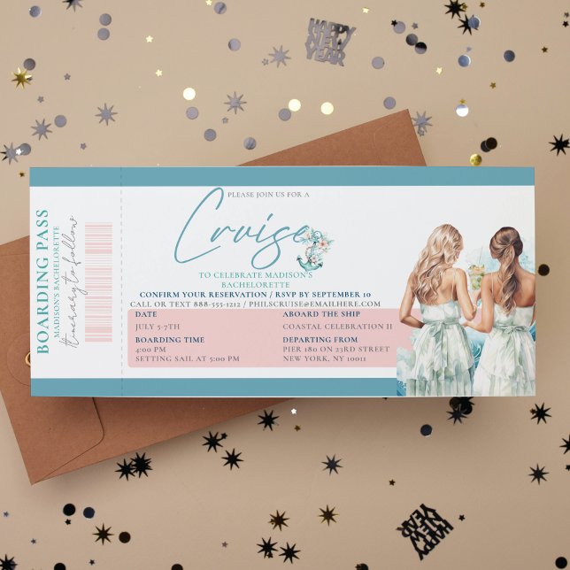 Cruise Bachelorette Party Ticket Boarding Pass (Creator heeft geüpload)