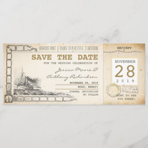 Cruise boarding pass tickets voor Save the Date