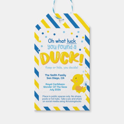 Cruise Duck Labels - Je hebt een Duck gevonden! Cadeaulabel (Voorkant)