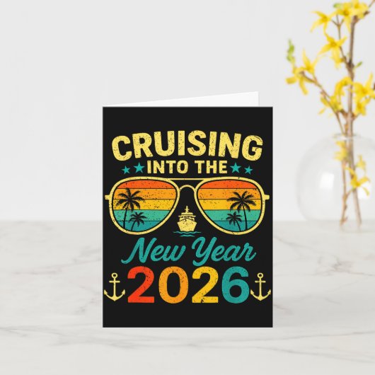 Cruise Into New Year 2026 Bringing New Year Togeth Kaart (Gele Bloem)