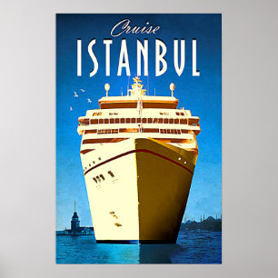 Cruise Istanbul, mediterraan zee, Turkije, vintage Poster