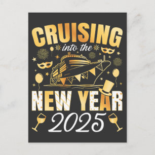 Cruise naar het nieuwe jaar 2025 briefkaart